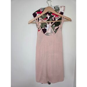 Old Navy Active Go-Dry Pink Strappy Tank &‎ Camo High Rise Leggings Set Womens L